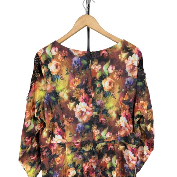 Simply Be Floral Long Sleeve Lace Detail Romper size 18 NWT - Picture 4 of 11